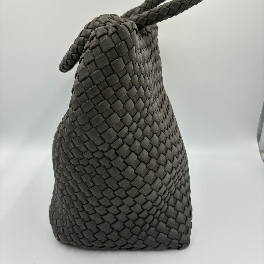 Bindya New York Handcrafted Woven Tote Bag Charcoal Grey Braided Handle NEW - Picture 5 of 13